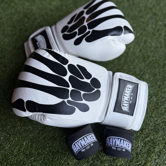 WHT Skeleton 12oz Boxing Gloves & Wraps